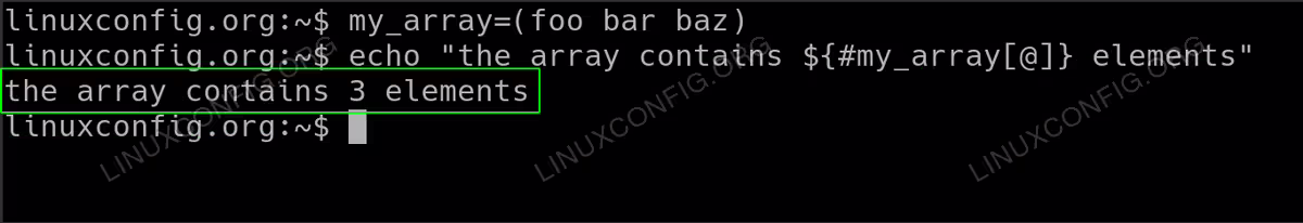 Retrieve bash array size