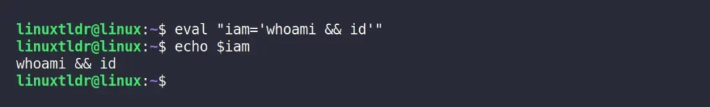 Another example of creating shell variable using eval command