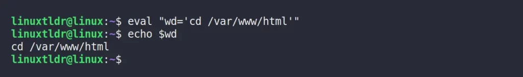Creating shell variable using eval command