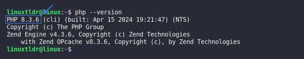 checking php version using php command