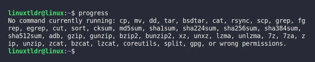 progress command output