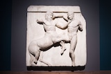  the Elgin Marbles, depicting a battle between a Centaur and a Lapith is seen during a press preview at the British Museum.
