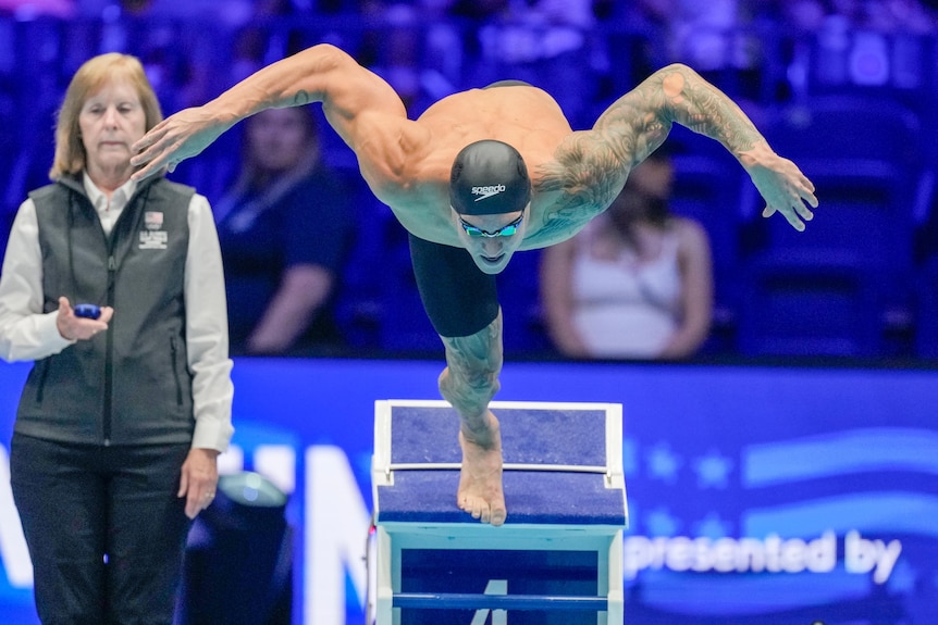 Caeleb Dressel dives in