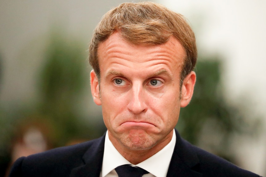 A close-up of Emmanuel Macron