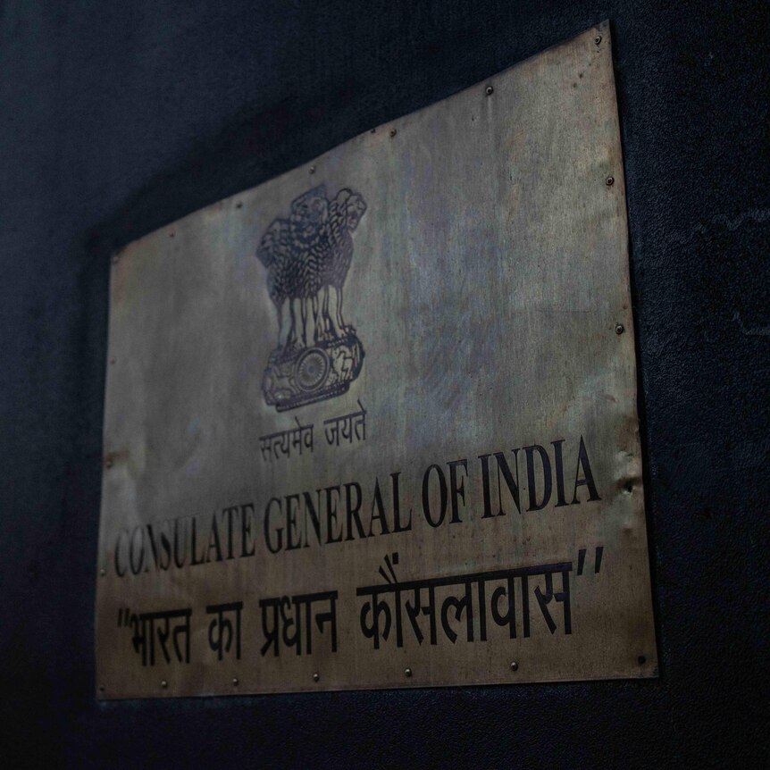 A sign saying Consulate General of India.