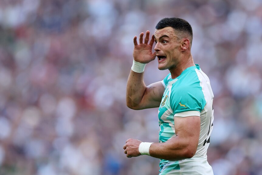 Jesse Kriel puts his hand up to his head