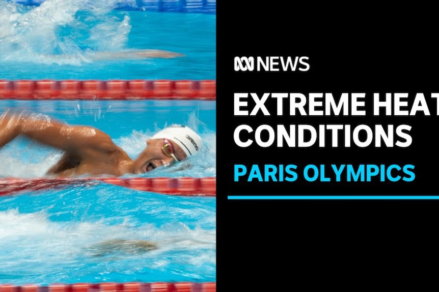 Extreme Heat Conditions, Paris Olympics: A swimmer competing in a race.