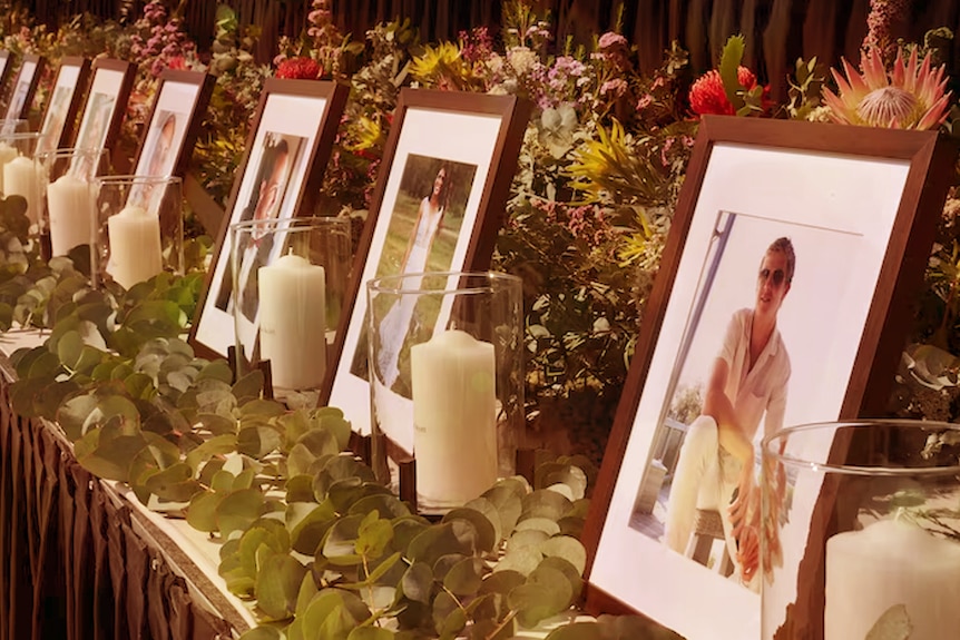 framed images of the victims of the Hunter Valley bus crash