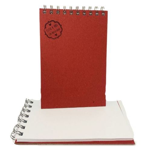 caderneta sem pauta 40 folhas sulfite branca capa dura vermelho 150g sketchbook dessin