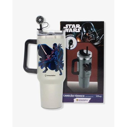 canecão tumbler 1,15l star wars inox com canudo e pingente zona criativa