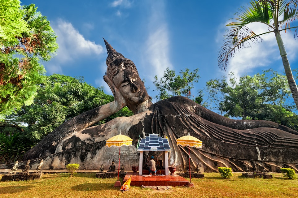 Statues at Wat Xieng Khuan Buddha park.