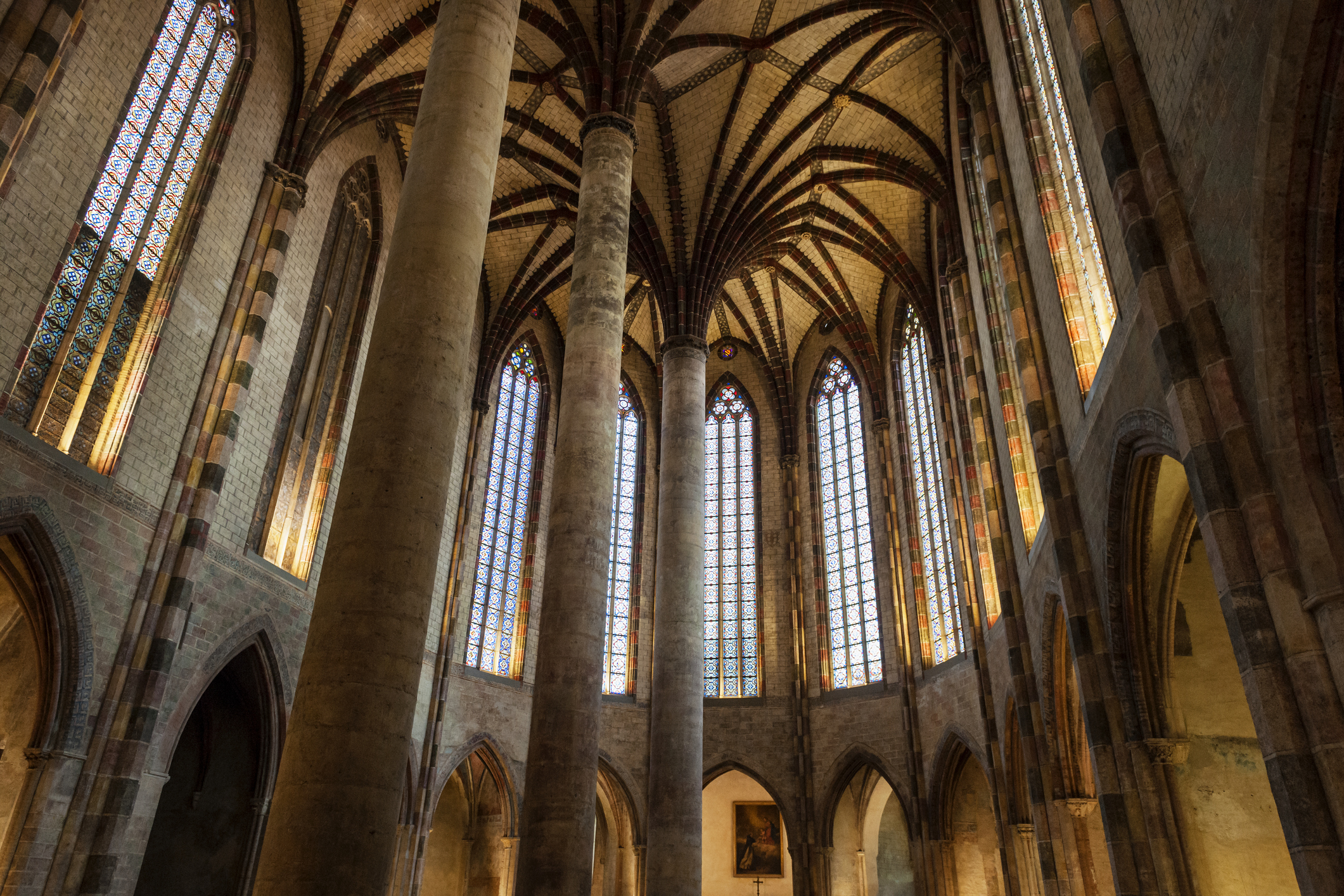 Interior of the Church of the Jacobins in Toulouse, France.