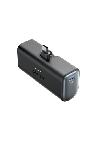 Anker Nano Power Bank (22.5W, Built-In USB-C Connector) (モバイルバッテリー 5000mAh 小型コンパクト)【PowerIQ搭載/USB-C一体型】 iPhone 16 / 15 シリーズ (ブラック)