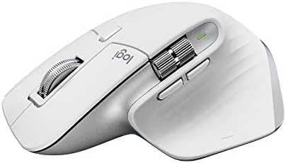 Mouse sem fio Logitech MX Master 3S com Sensor Darkfield para Uso em Qualquer Superfície, Design Ergonômico, Clique Silencioso, Conexão USB ou Bluetooth - Cinza Claro