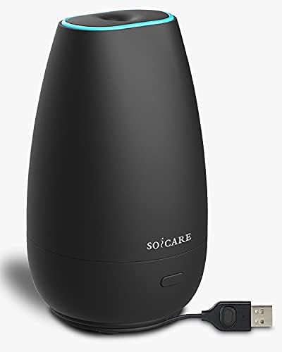 SOICARE Difusor de coche (2ª generación), pequeño difusor de aceite esencial portátil para automóvil con cable USB integrado, mini difusor de aromaterapia humidificador de aroma de aire para viajes,