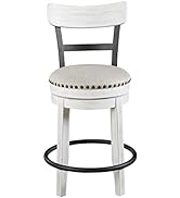 Signature Design by Ashley Valebeck 24.5" Modern Swivel Counter Height Barstool, Whitewash