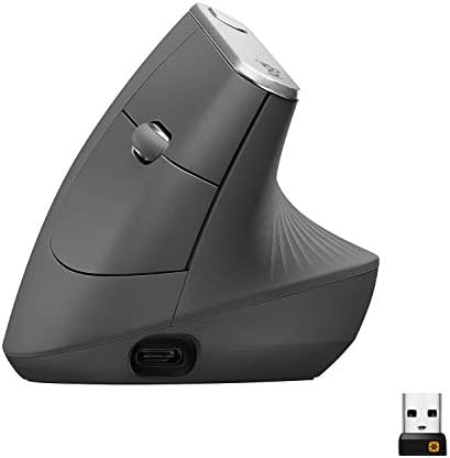 Mouse sem fio Logitech MX Vertical com Design Ergonômico para Redução de Tensão Muscular, Conexão USB Unifying ou Bluetooth com Easy-Switch para até 3 dispositivos e Bateria Recarregável