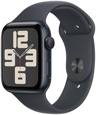 Apple Watch SE(第 2 世代)[GPS モデル、44mm ケース]ミッドナイトアルミニウムケースとミッドナイトスポーツバンド - M/Lを組み合わせたスマートウォッチ。フィットネストラッカーと睡眠トラッカー、 衝突事故検出、心拍数のモニタリング、Retina ディスプレイ、耐水性能