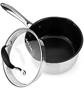 AVACRAFT Nonstick Saucepan with Glass Lid, Strainer Lid, 100% PTFE, PFOA Toxins Free, Two Side Sp...