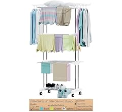 LIVINGBASICS 3 Tier Premium Heavy Duty Stainless Steel Foldable Cloth Drying Stand/Clothes Stand for Drying/Cloth Stand/Clo…