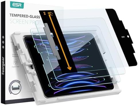 ESR 2 Pack Screen Protector for iPad Air 5th/4th Generation(2022/2020), iPad Pro 11 Inch (2022/2021/2020/2018) Screen Protector, Tempered Glass Film with Easy Application Tray, Anti-Scratch, HD