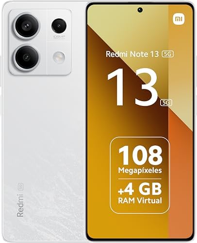 Xiaomi Redmi Note 13 5G - 8 + 256 GB, tela AMOLED FHD + 120 Hz de 6,67 ", MediaTek Dimensity 6080, câmera tripla de até 108 MP, carregamento rápido de 33 W (Branco)