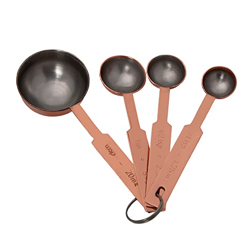 Mimo Style Conjunto de 4 Colheres Medidoras Bronze Próprias Para Ingredientes Secos ou Líquidos, Possui Marca de Capacidade N