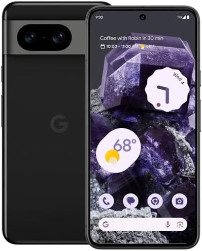 Google Pixel 8 5G (128GB, 8GB) 6.2", 9-core, Android 14 (GSM + CDMA) 4G LTE Fully Unlocked (Verizon, T-Mobile, AT&T, Straight Talk) (Obsidian) (Renewed)