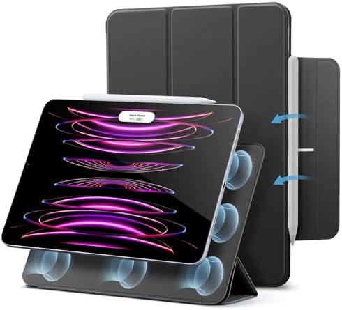 ESR for iPad Pro 12.9 Case (2022/2021/2020, 6th/5th/4th Generation), iPad Air 13 Inch Case 2024 M2, Convenient Magnetic Attachment, 2-Way Stand, Rebound Magnetic Case, Black