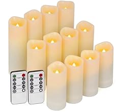 Enido Velas sin llama LED paquete exquisito de 12 velas con batería (D2.15'' x H4''5''6'') Velas impermeables para interior…