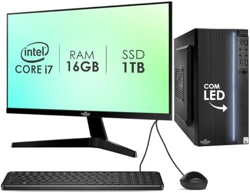 Computador Completo Intel Core i7 16GB SSD 1TB Monitor 17" 4 Núcleos Super Turbo Pc Hdmi Teclado e Mouse Strong Tech