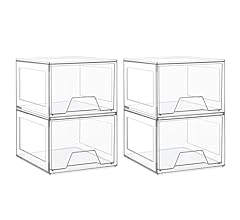 Amaoot 4 Pack Stackable Makeup Organizer, Acrylic Bathroom Organizer and Storage Drawers, Clear Plastic Drawer Storage Bins…