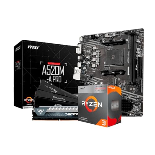 Kit Upgrade AMD Ryzen 3 3200G / Placa Mãe MSI A520M-A PRO/Memoria Ram 8GB DDR4 3000MHZ