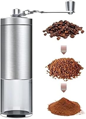 Moedor De Café Grãos Manual De Inox E Cerâmica Portátil Moe Grãos Com Manivela Giratória, Triturador de Grãos, 327gramas, 5x7x18cm, Prático Profissional Reforçado Multiuso Multifuncional Premium dbux