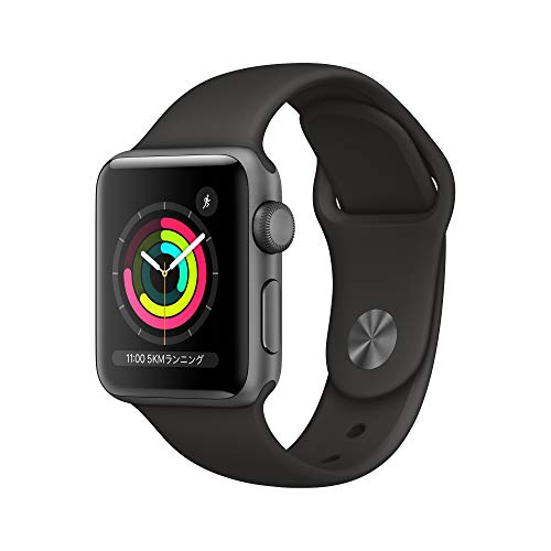 Apple Watch Series 3(GPSモデル)- 38mmスペースグレイアルミニウムケースとブラックスポーツバンド