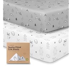 2-Pack Organic Crib Sheets for Boys, Girls - Jersey Fitted Crib Sheet, Baby Crib Sheets Neutral, Crib Mattress Sheet, Cotto…