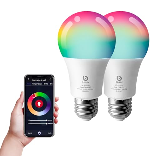 Lampada LED Inteligente, Lâmpada Smart WiFi, Color RGB, Bivolt, Luz Branca Quente e Fria, Compatível com Alexa e Google Home,