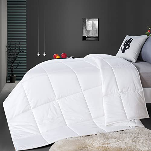 YOUR MOON All Season Wool Comforter King Size 100% Natural Australian Wool Duvet, Washable Temperature Regulation Wool Duvet, Noiseless Cotton Cover(Original White)