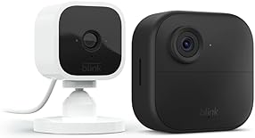 Blink Outdoor 4 (4th Gen) + Blink Mini – Smart security camera, two-way talk, HD live view, motion detection, set up in minutes, Works with Alexa – 1 camera system + Mini (White)