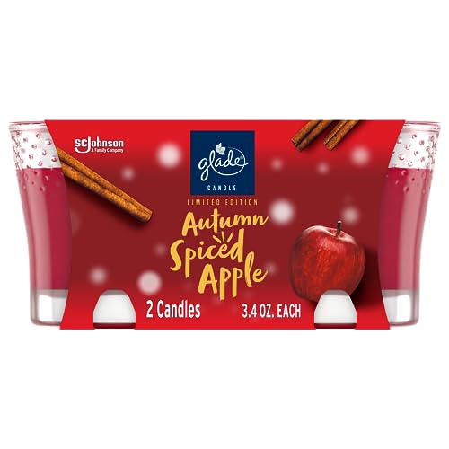 Glade Tarro de velas, ambientador, manzana con especias de otoño, aroma de edición limitada, 3.4 onzas, 2 unidades