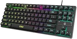 EvoFox Fireblade Wired TKL Gaming Keyboard with Breathing Effect |Backlit Keyboard Membrane, Mixed Color Light