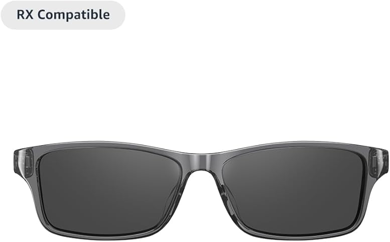 Image of Amazon Echo Frames (3rd Gen) | Smart glasses with Alexa | Modern Rectangle frames in Charcoal Gray with polarized sunglass lenses