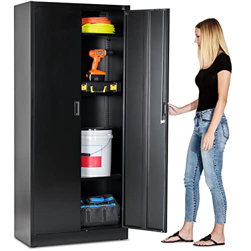 Fedmax Metal Garage Storage Cabinet - 71-inch Tall Large Steel Utility Locker with Adjustable Shelves & Locking Doors - Garag