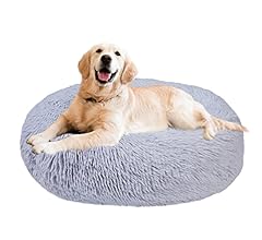 Aurako 70cm 犬ベッド猫ベッド ふわふわ 丸型 クッション ドーナツペットベッド ぐっすり眠る 猫用 小型犬用 もこもこ 暖かい 滑り止め 防寒 寒さ対策 洗濯可能 子犬 猫用 サイズ選択可 ライトグレー