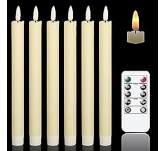 GenSwin Velas cónicas de color marfil sin llama parpadeantes con control remoto de 10 teclas, funciona con pilas, velas LED…