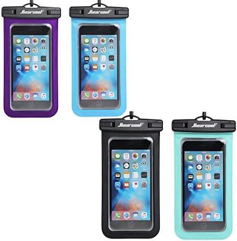 Hiearcool Universal Waterproof Case,Waterproof Phone Pouch Compatible for iPhone 12 Pro 11 Pro Max XS Max XR X 8 7 Samsung Galaxy s10/s9 Google Pixel 2 HTC Up to 7.0", IPX8 Cellphone Dry Bag -4 Pack