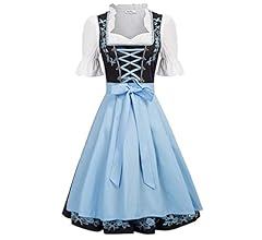 Women's German Dirndl Dress Costumes 3 Pieces for Oktoberfest Carnival