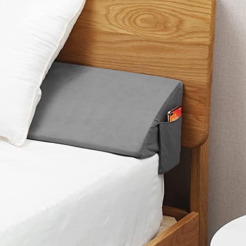 Vekkia Twin Wedge Pillow Headboard/Bed Wedge Pillow for Headboard/Bed Gap Filler/Headboard Pillow,Pillow Wedge for Headboard Gap(0-6"),Stop Loosing Your Pillows,Phone(Gray 39"x10"x6")