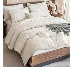 Andency King Size Comforter Set Beige, Boho Cream Soft Warm Tufted Neutral Bedding Comforter Sets for King Size Bed, 3 Piec…
