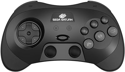 Retro-Bit SEGA Saturn® 2.4GHz Wireless Pro Controller for Sega Saturn, Sega Genesis Mini, Switch, PC, Mac - Includes 2 Receivers - Black